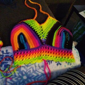 Colorful Crochet Halter Top